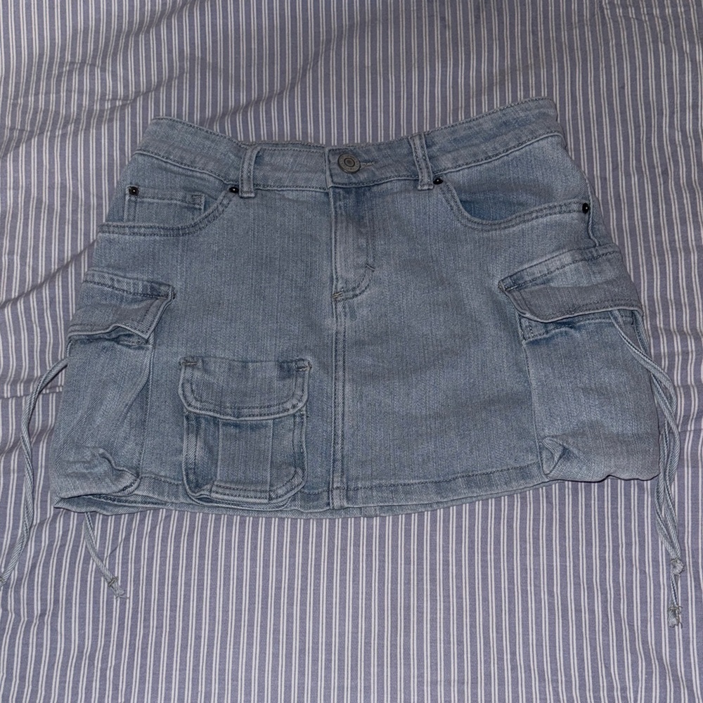 YMI Light Blue Cargo Mini Skirt